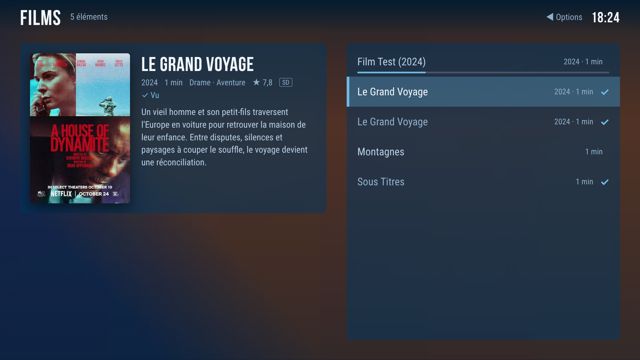 Mode TV — liste des films avec fiche